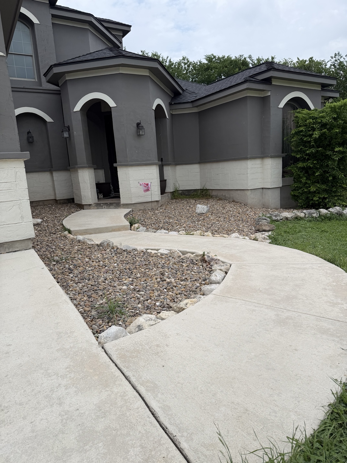 Clean walkway after power washing